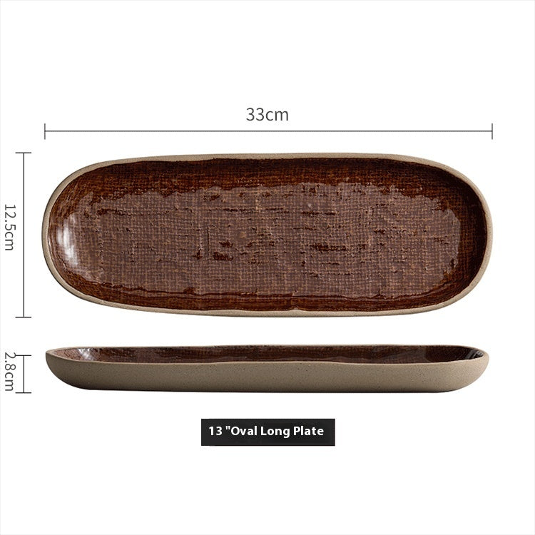 Retro Rectangular Ceramic Tableware