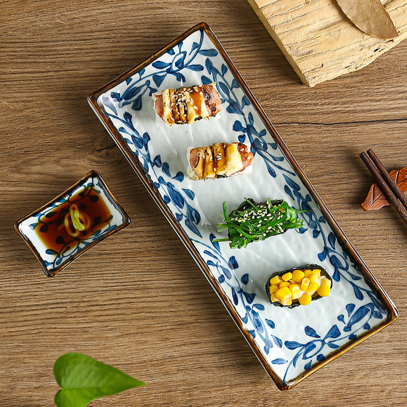 Ceramic Long Plate Rectangular Dessert Snack Plate