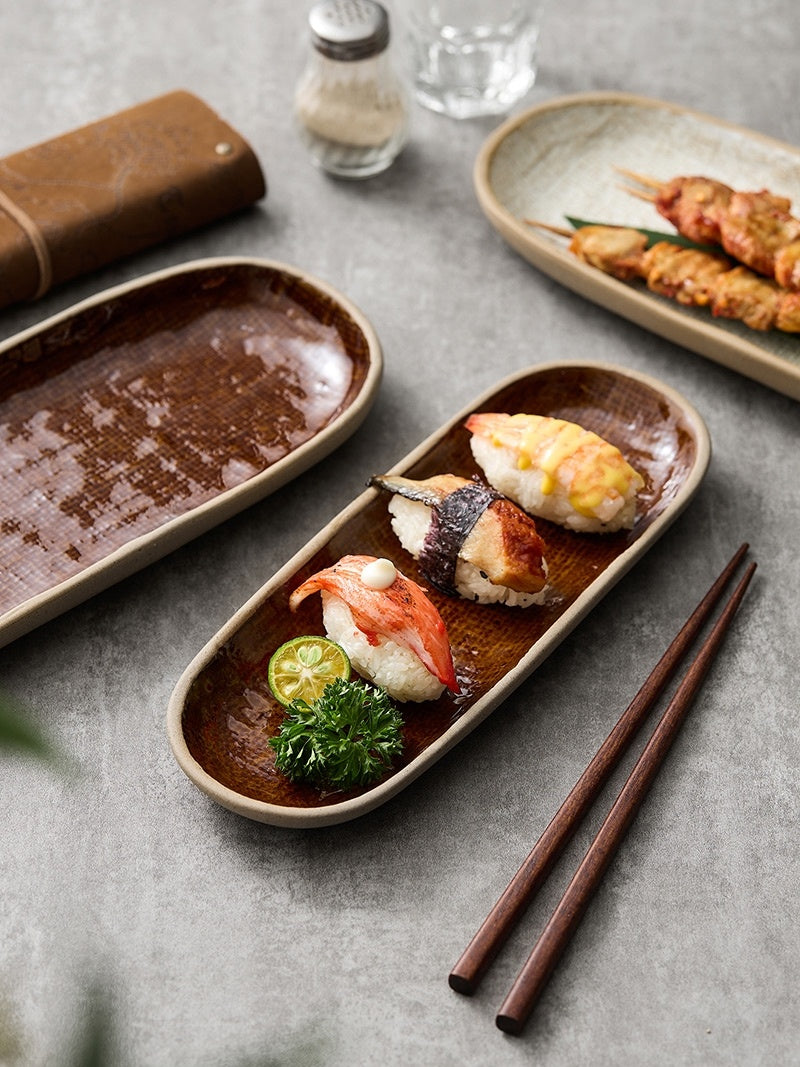 Retro Rectangular Ceramic Tableware