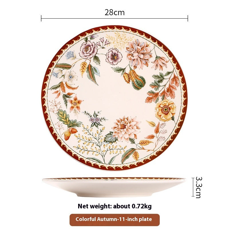 Ceramic Retro Flower Household Dish
