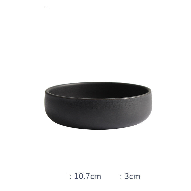 Nordic Ceramic Black Bowls and Plates