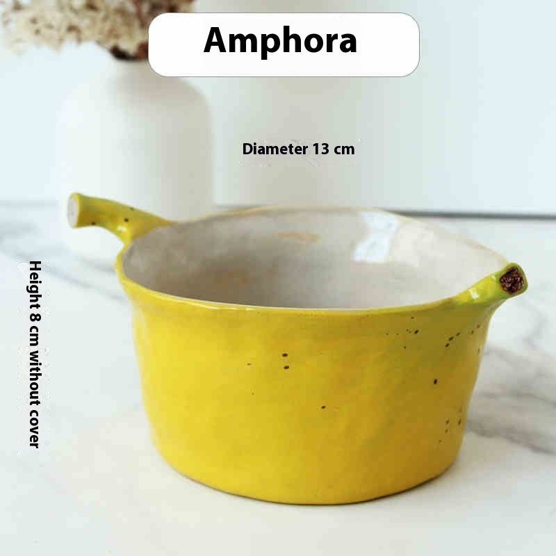 Keramički ručno rađeni tanjur s bananama