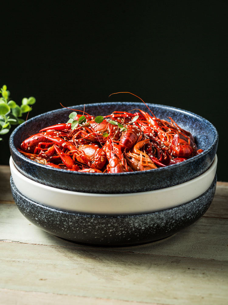 Ceramic Household Tableware Round Deep Plate