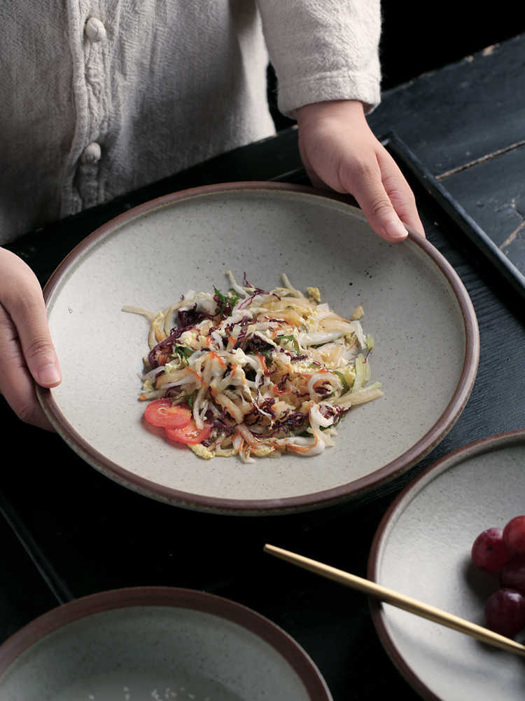 Retro Handmade Household Ceramic Plate