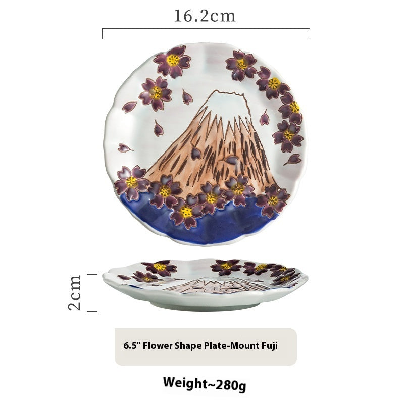 Retro Flower Ceramic Round Plate