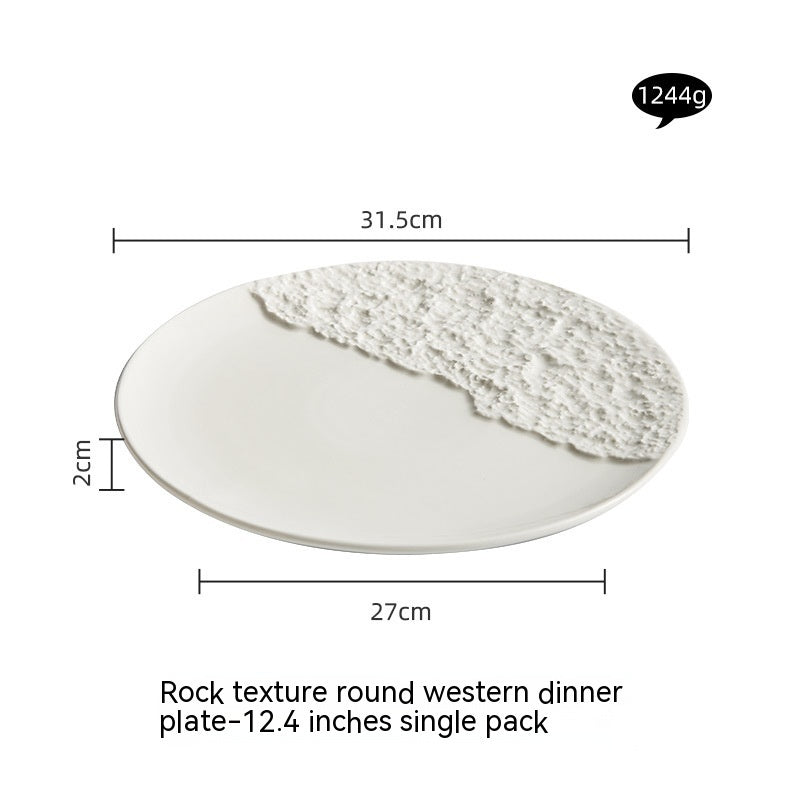 Creative Ceramic White Rock Texture Plate