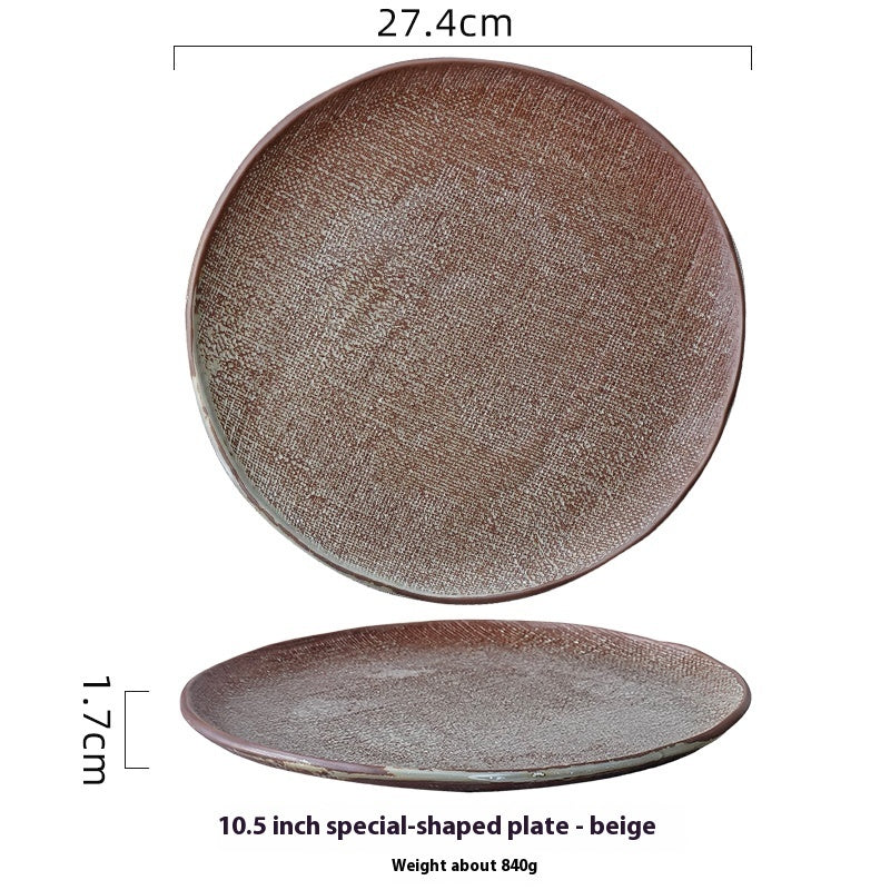 Retro Hand-painted Household Round Ceramic Plate