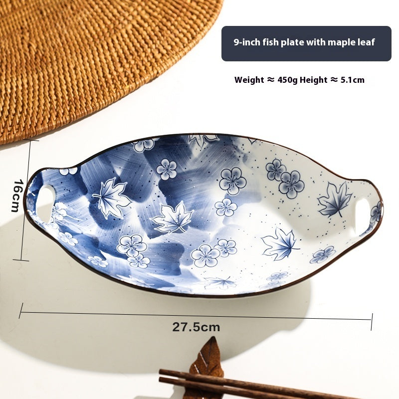 Home Steamed Fish Plate Creative Oval Dish