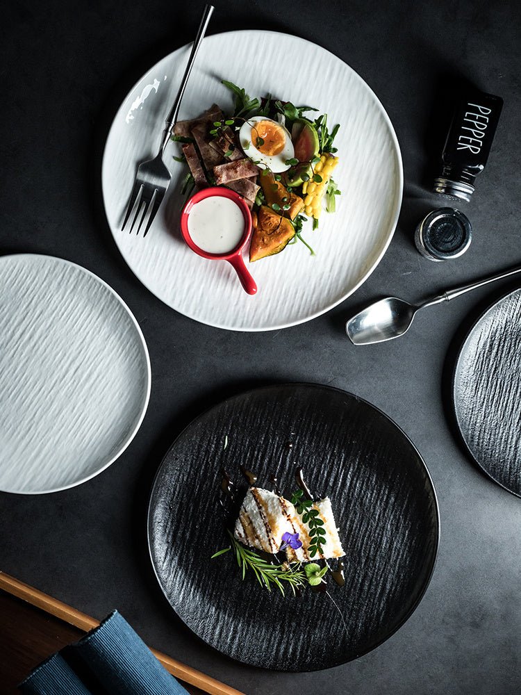 Household Black Ceramic Western Cuisine Plate
