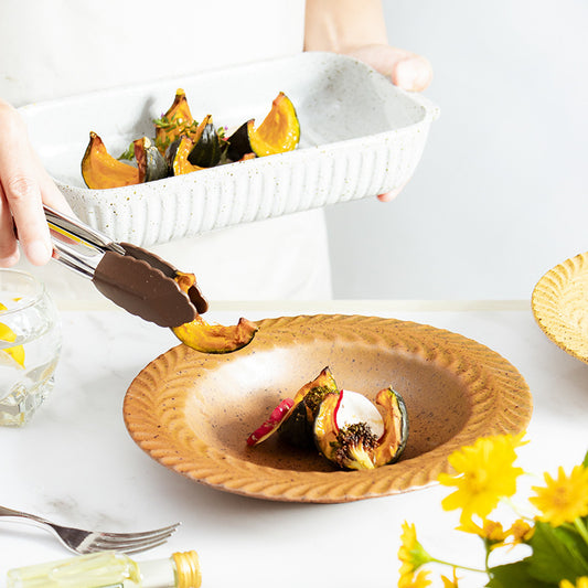 Retro Style Round Ceramic Soup Plate