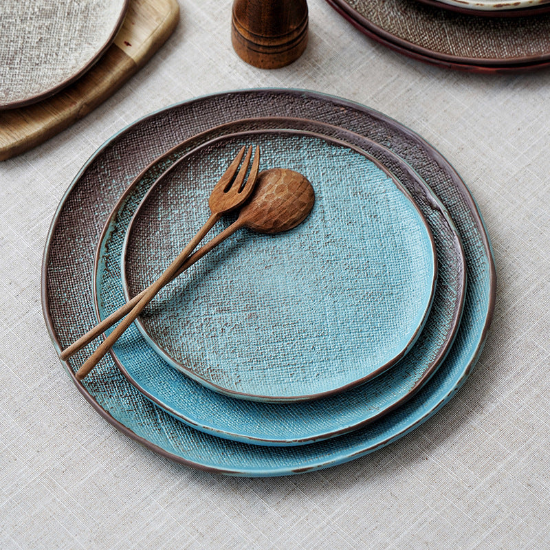 Retro Hand-painted Household Round Ceramic Plate