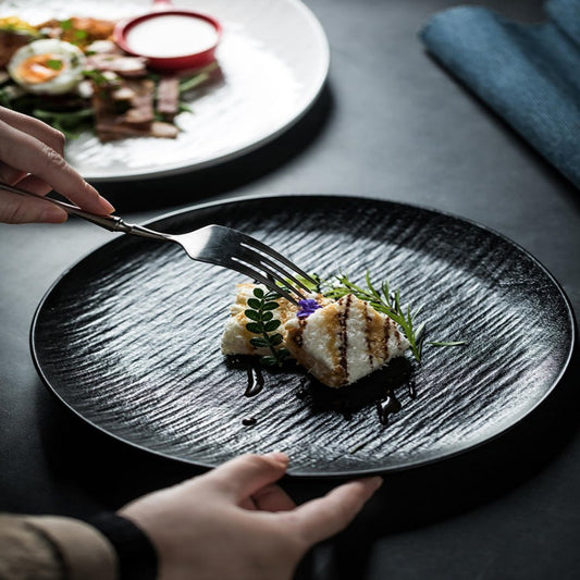 Household Black Ceramic Western Cuisine Plate