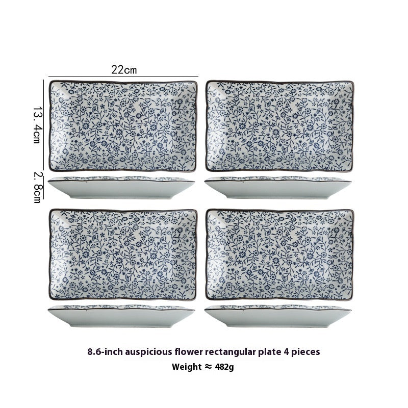 Ceramic Rectangular Antique Tableware Plate