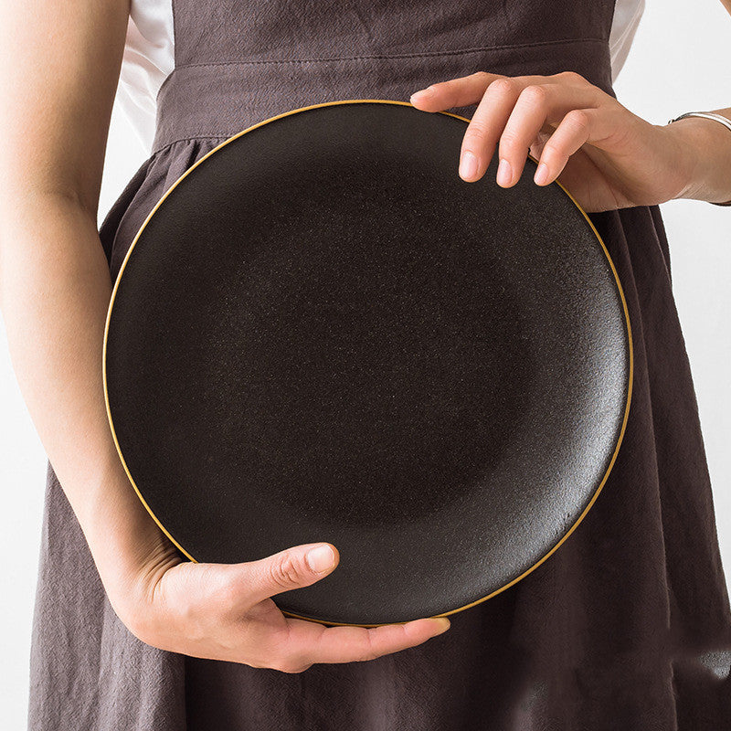 Black Ceramic Tableware Plate Bowl