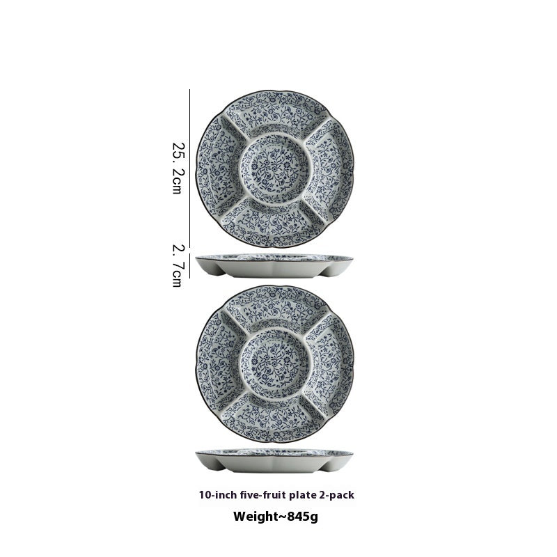 Five-grid Ceramic Restaurant Hotel Plate