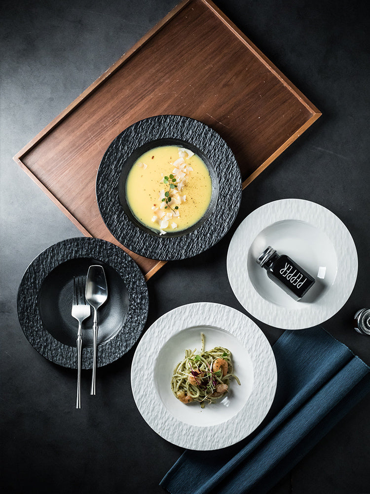 Stone Pattern Soup Ceramic Household Plate