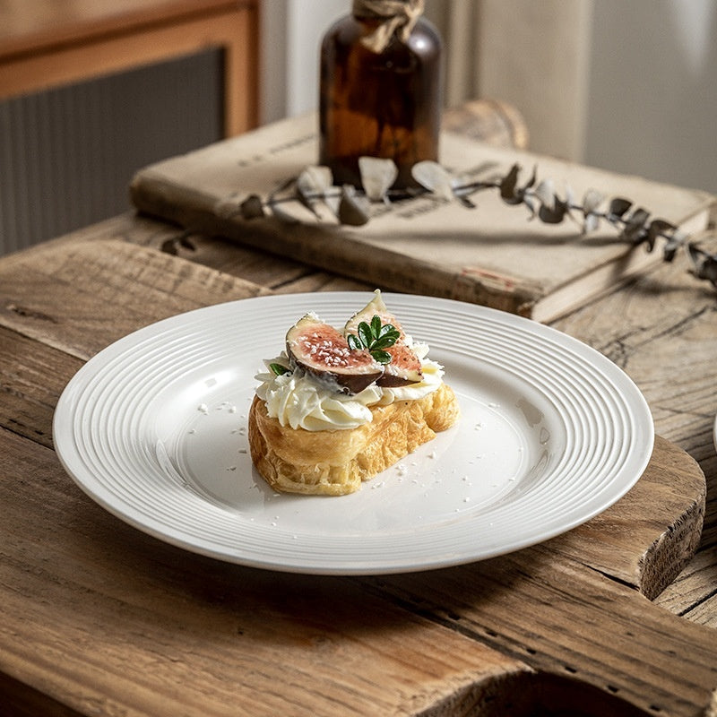 Simple Classic Ceramic Flat Plate Dish