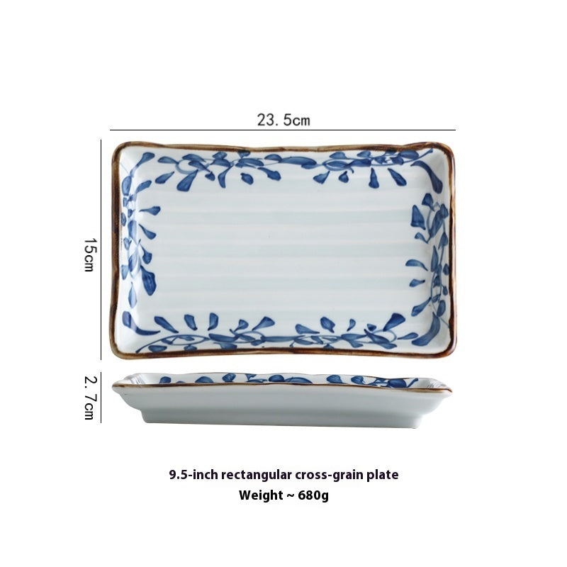 Ceramic Horizontal Long Plate Rectangular Dish Tableware
