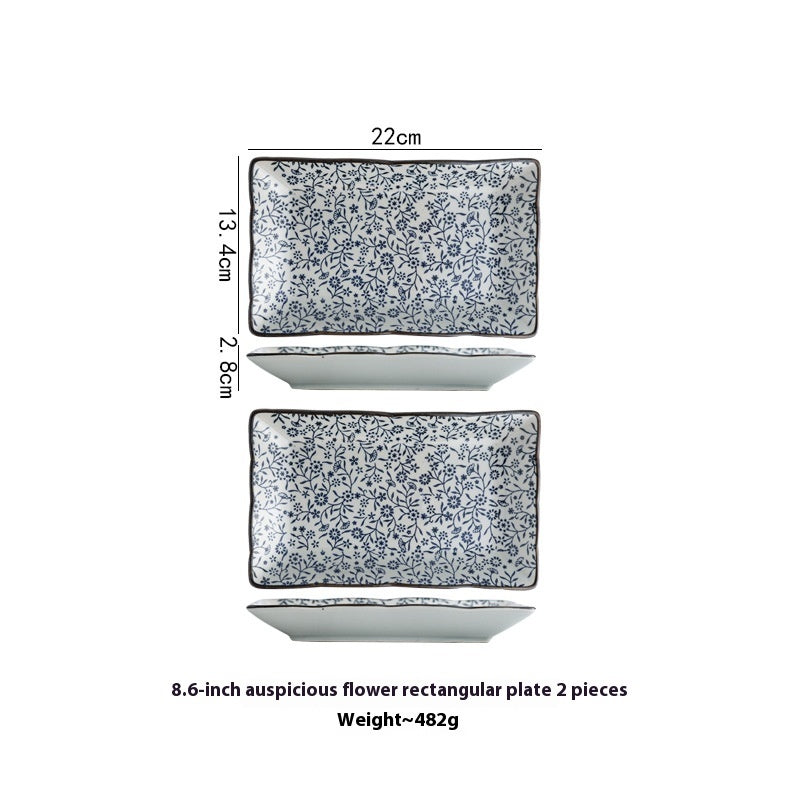 Ceramic Rectangular Antique Tableware Plate