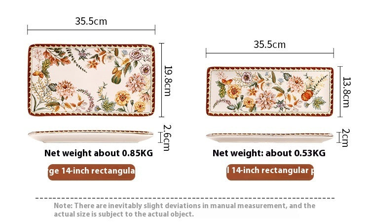 Ceramic Retro Flower Household Dish