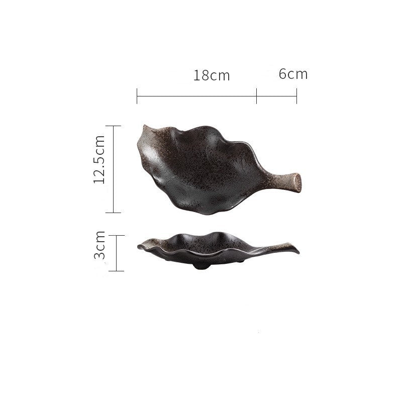 Creative Leaf Shaped Hand Painted Rough Ceramic Plate