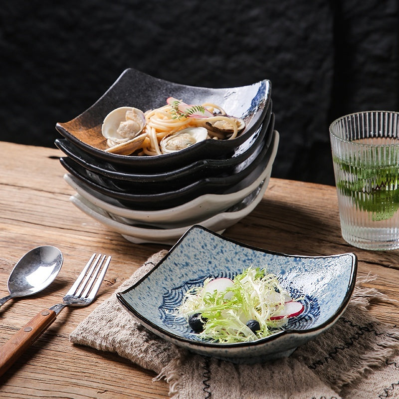 Special-shaped Four-corner Creative Simple Ceramic Bowl