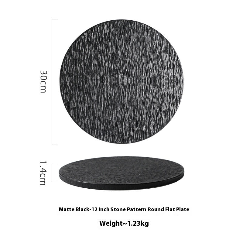 Solid Color Rock Pattern Ceramic Western Food Flat Plate