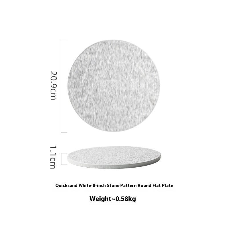 Solid Color Rock Pattern Ceramic Western Food Flat Plate