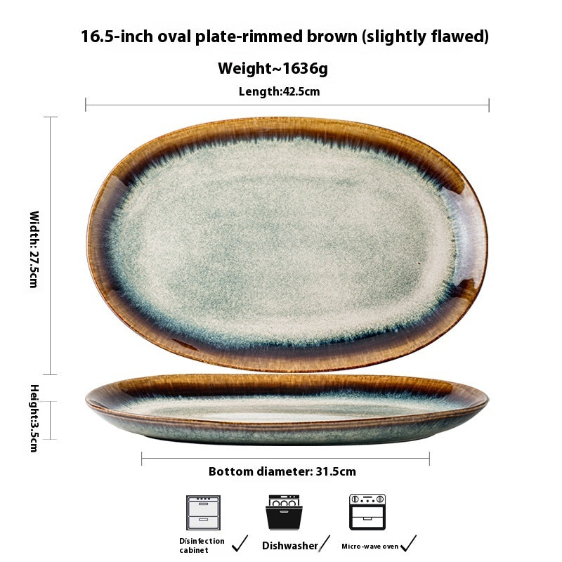Oval Ceramic Steamed Fish Plate Slight Flaw
