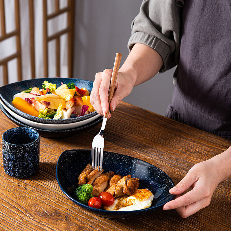 Oval Irregular Plate Ceramic Cold Salad Dish