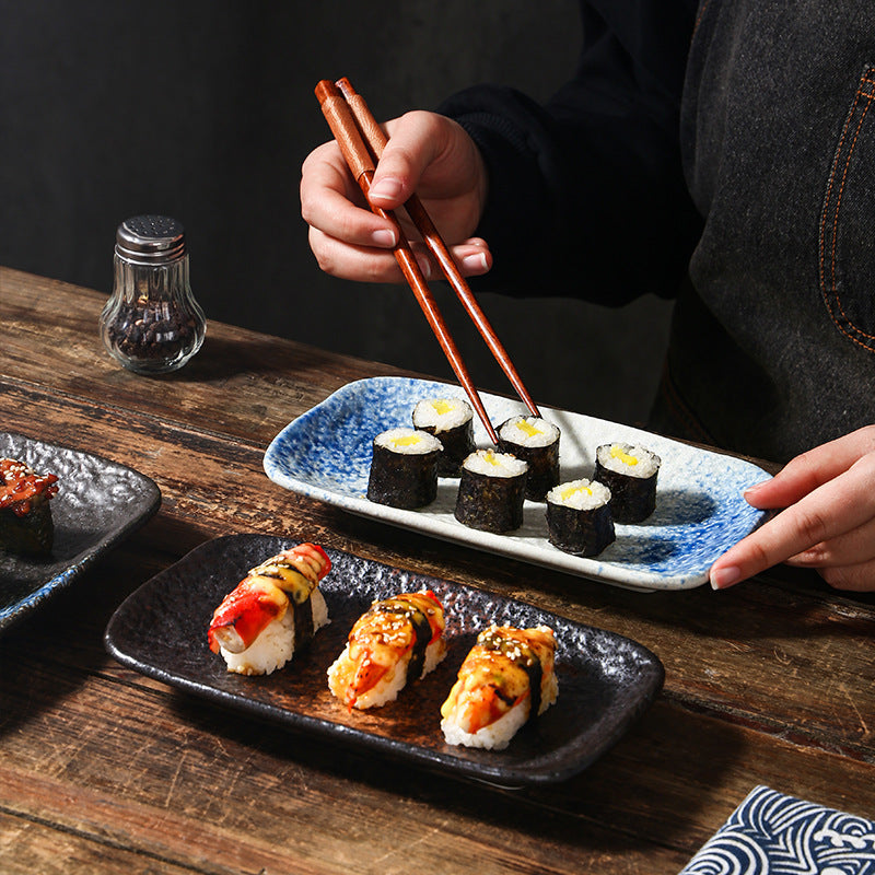 Ceramic Rectangular Stone Pattern Plate