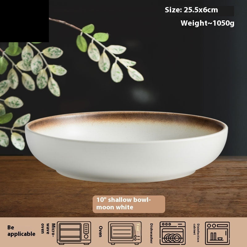 Ceramic Household Tableware Round Deep Plate