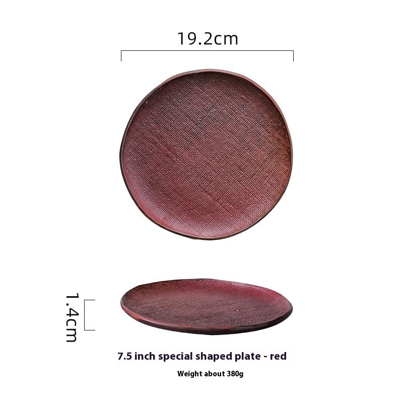 Retro Hand-painted Household Round Ceramic Plate