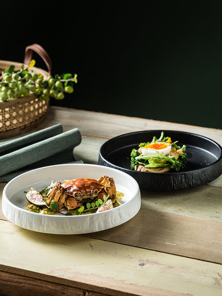 Stone Pattern Deep Tableware Ceramic Plate