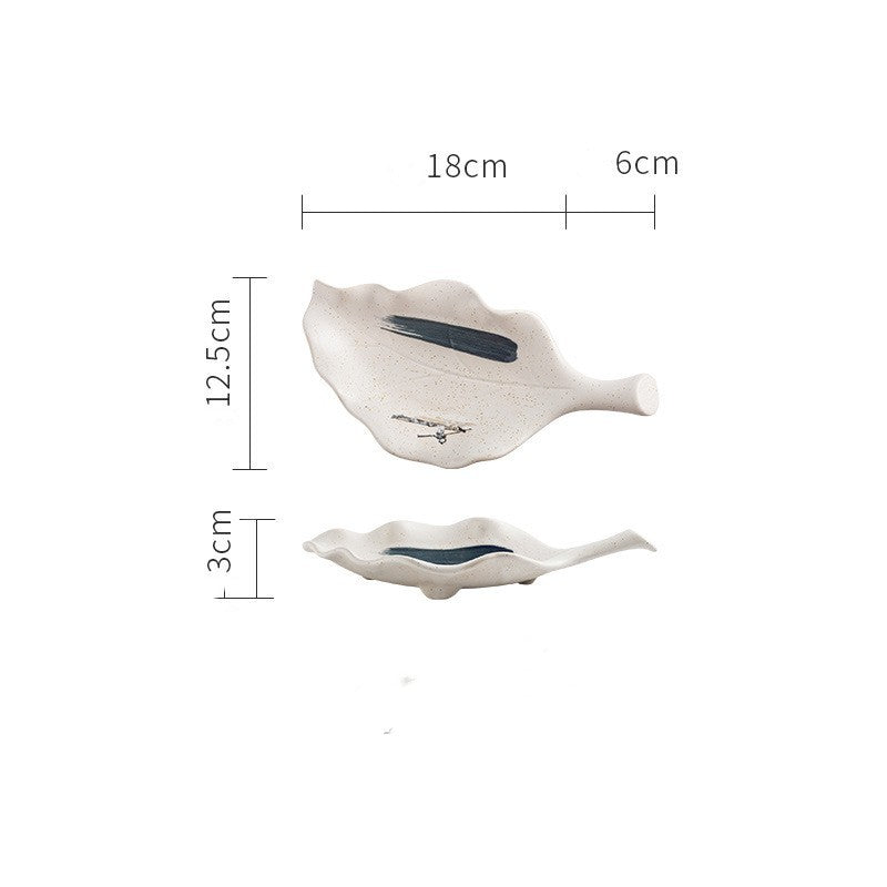 Creative Leaf Shaped Hand Painted Rough Ceramic Plate