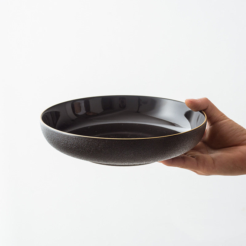 Black Ceramic Tableware Plate Bowl