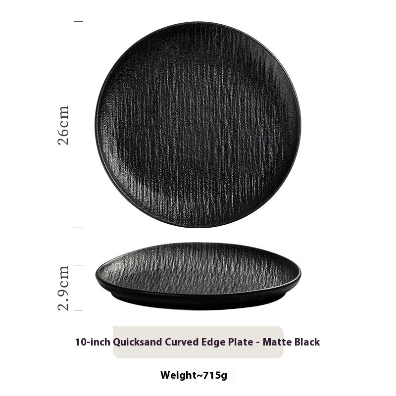 Household Black Ceramic Western Cuisine Plate