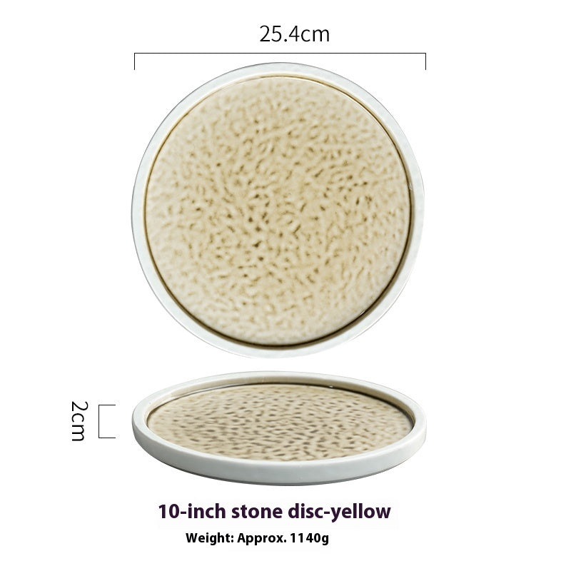 Creative Ceramic Round Plate Retro Large Plate Dish