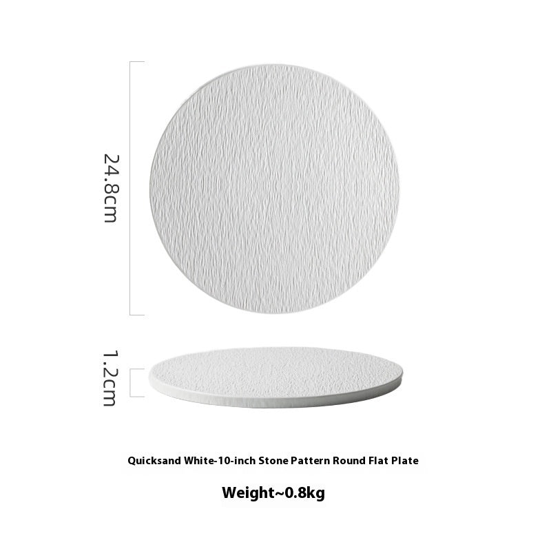 Solid Color Rock Pattern Ceramic Western Food Flat Plate