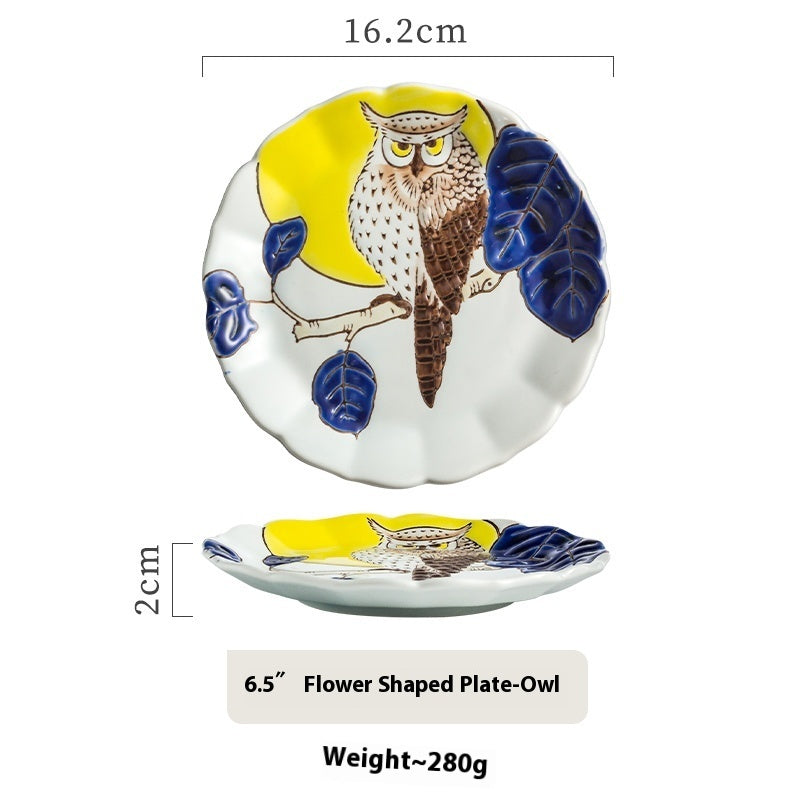 Retro Flower Ceramic Round Plate