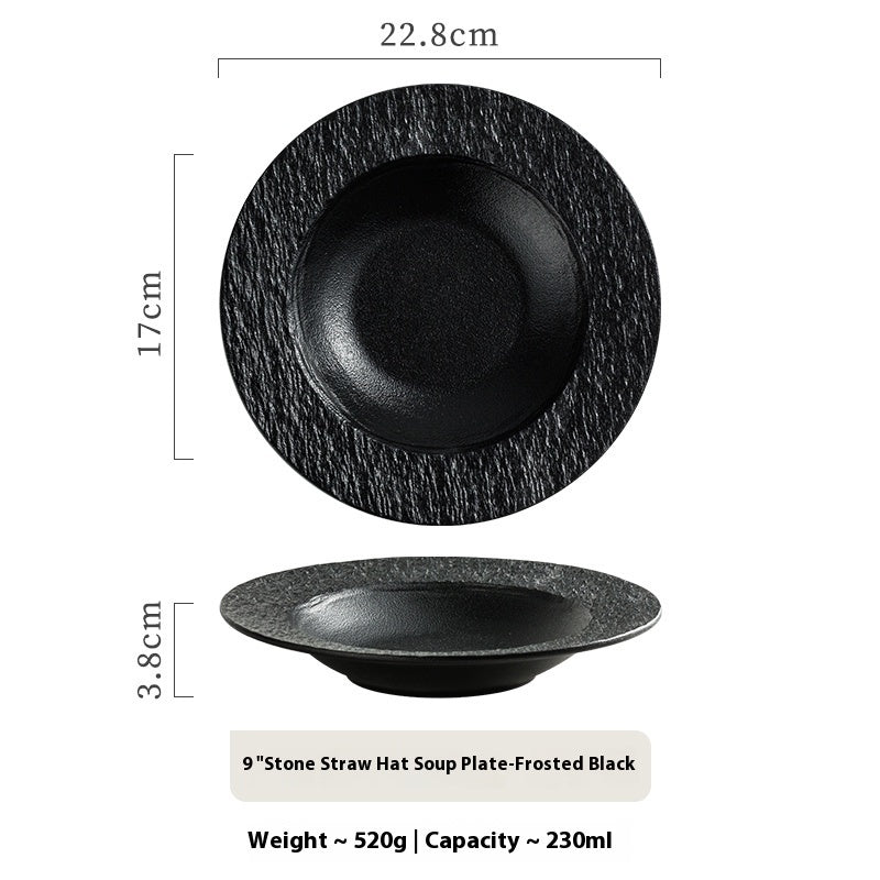 Stone Pattern Soup Ceramic Household Plate