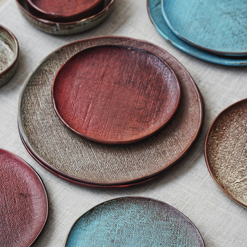 Retro Hand-painted Household Round Ceramic Plate