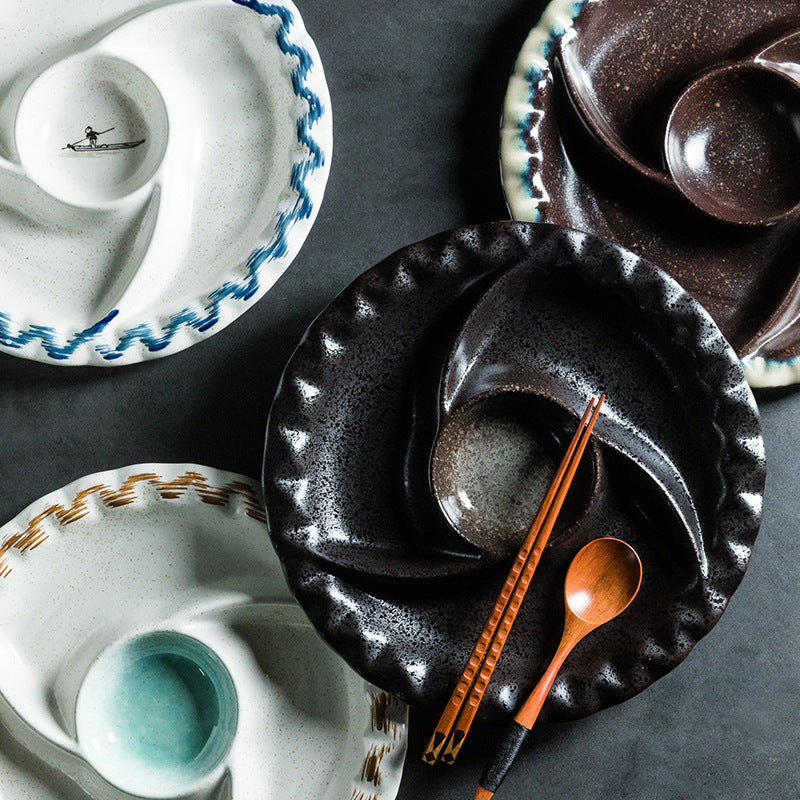 Three Grids Creative Ceramic Plate