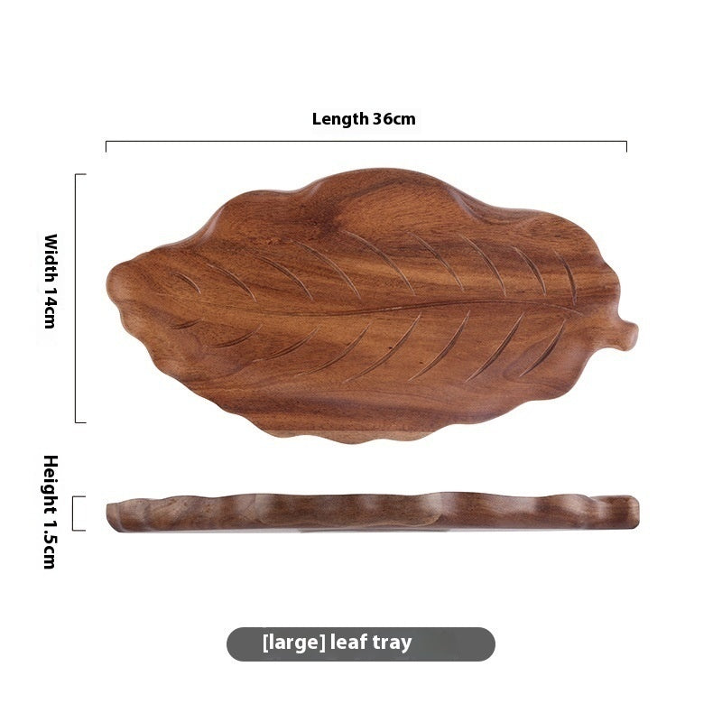 Leaf Pattern Long Wooden Plate