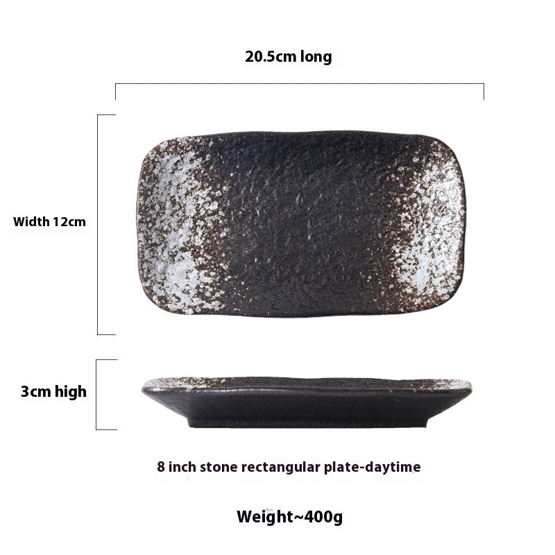 Ceramic Rectangular Stone Pattern Plate