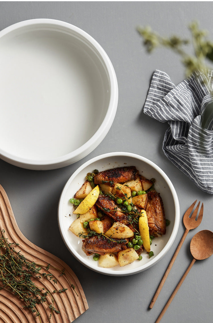 Ceramic Deep Round Household Plate Bowl
