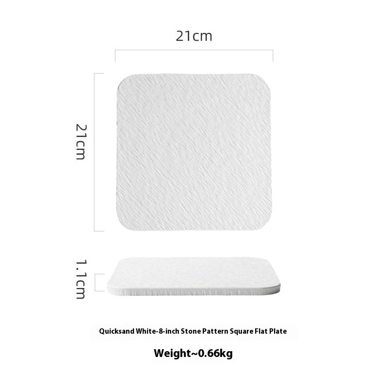 Solid Color Rock Pattern Ceramic Western Food Flat Plate