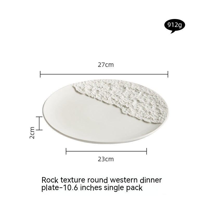 Creative Ceramic White Rock Texture Plate