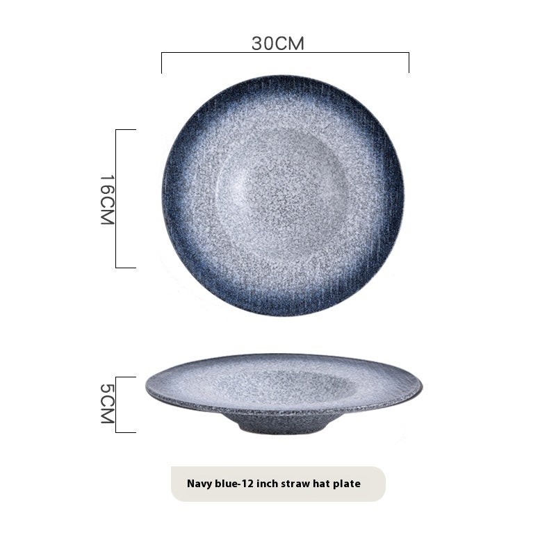 Creative Embossed Black Spaghetti Straw Hat Plate