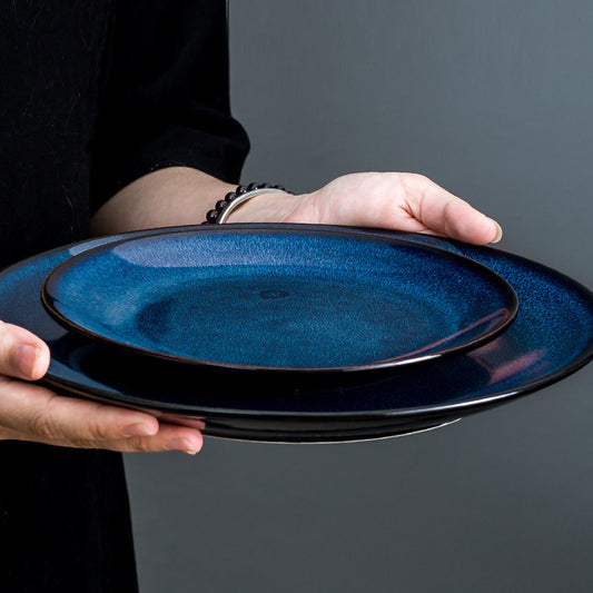Ceramic Blue Round Plate